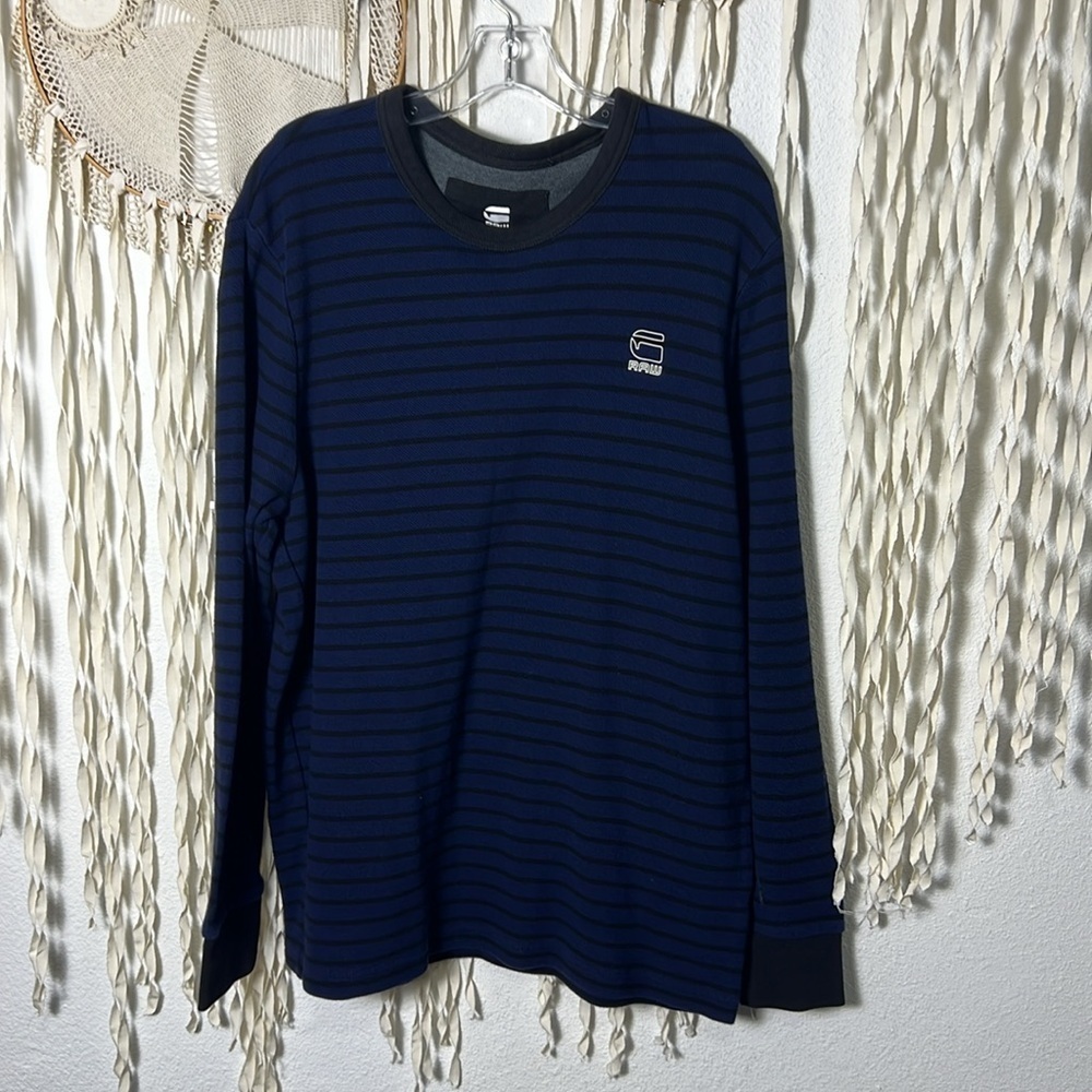 G-Star RAW Classic Bound Sweater in Black and Navy Stripe Size XXL - Picture 7 of 15